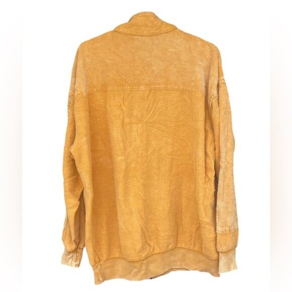 Forever 21 Mustard Yellow Faux Suede Lightweight Jacket With Front Pockets Zip C - Picture 4 of 5